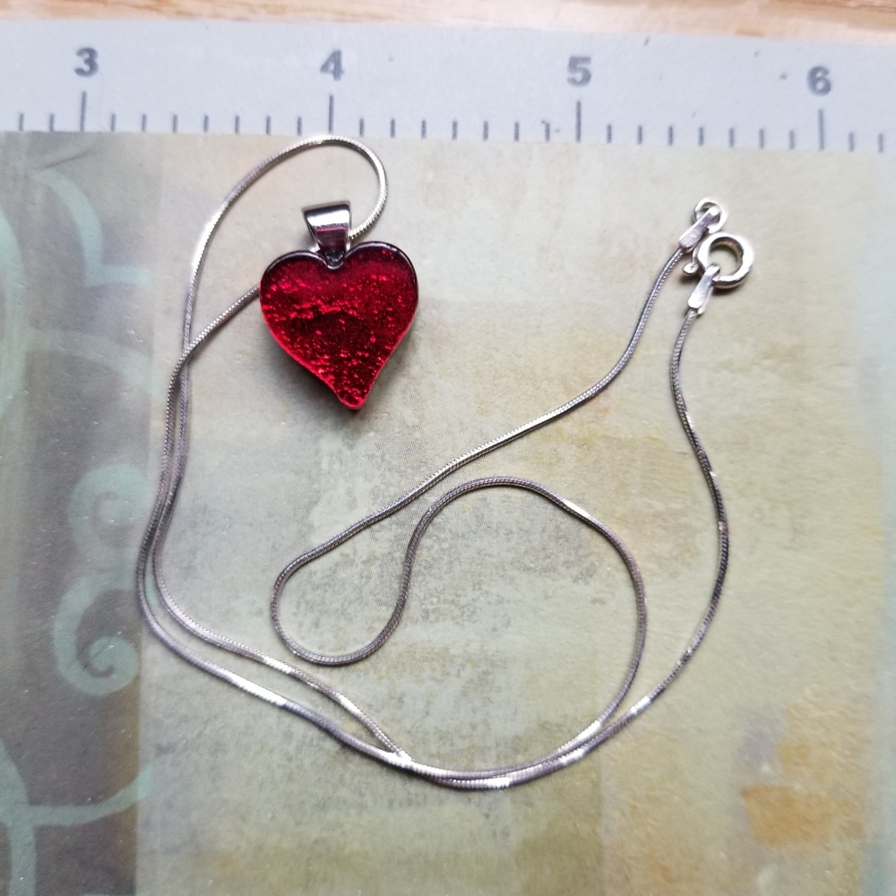 Satori 925 sterling & dichro glass heart necklace